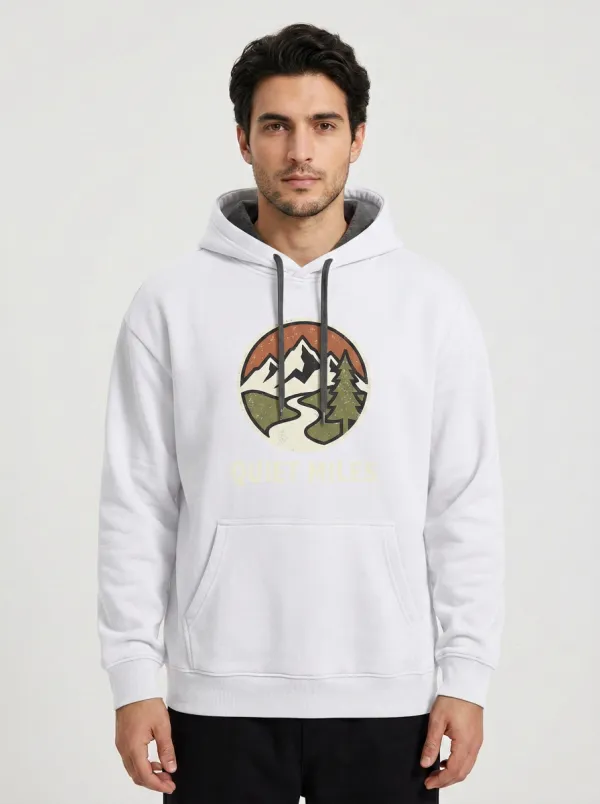 Men's Nature Hiking Lover Quiet Miles Mountain Forest Printed Hoodie