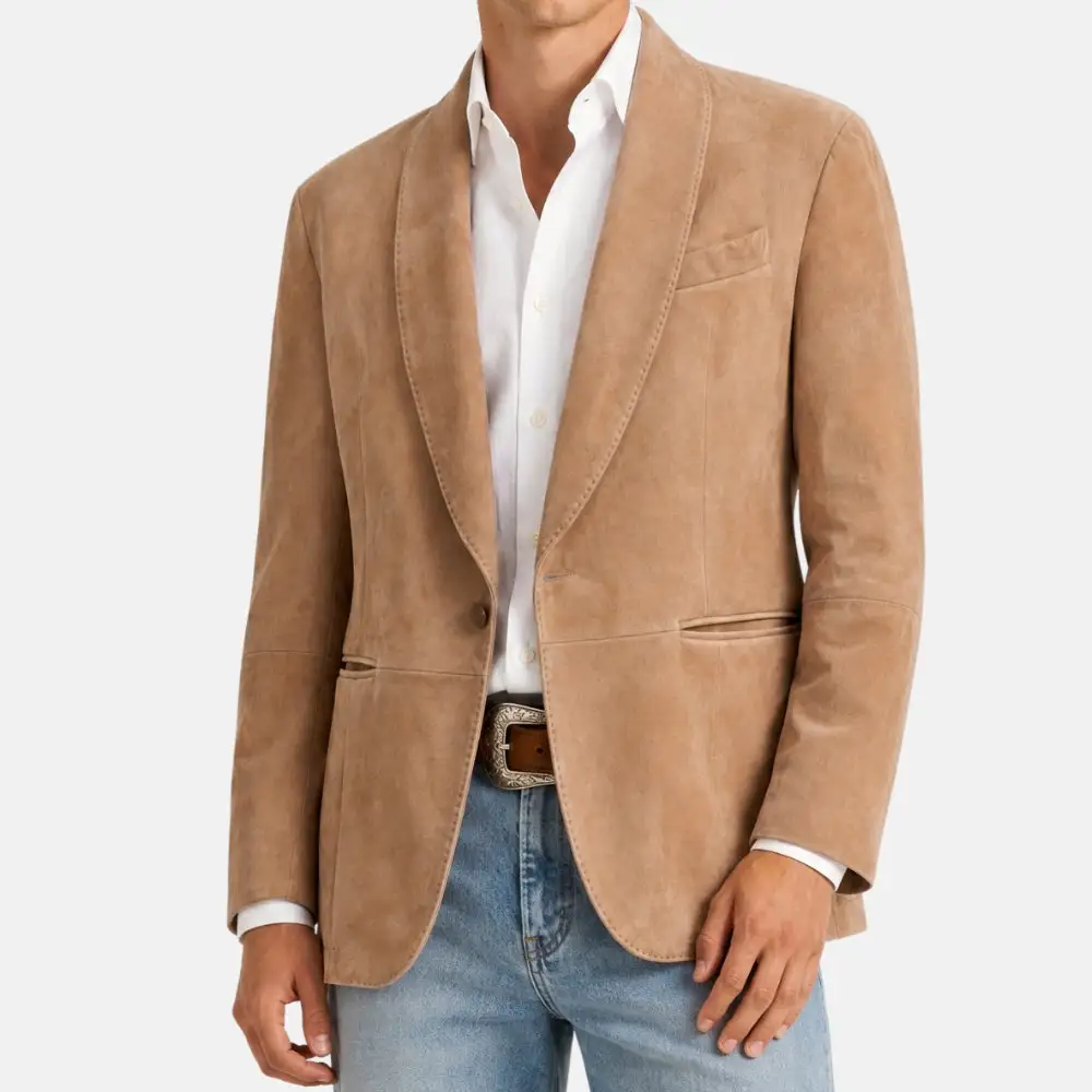 Suede Tailored Blazer Jacket