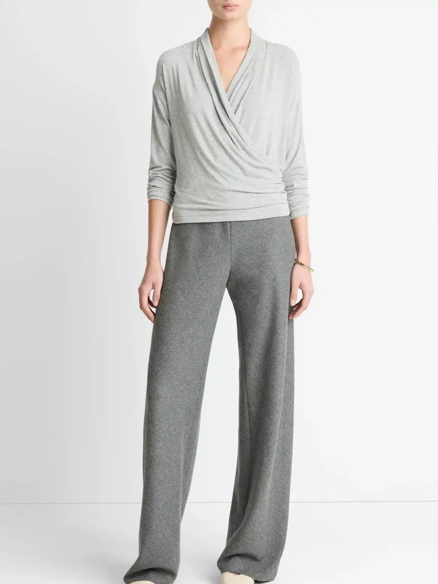 Casual Draped Surplice Top