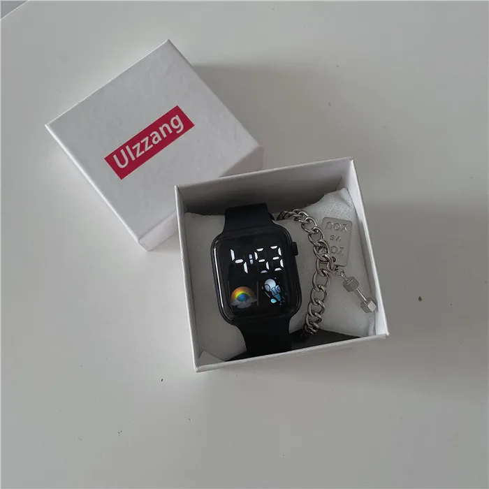 Square‑Face LED Digital Watch, Fashion Cartoon Pattern Electronic Wrist Watch for Men Women Teens