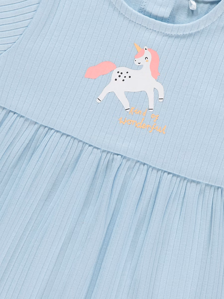 Blue Unicorn Ribbed Jersey Dress detail 1