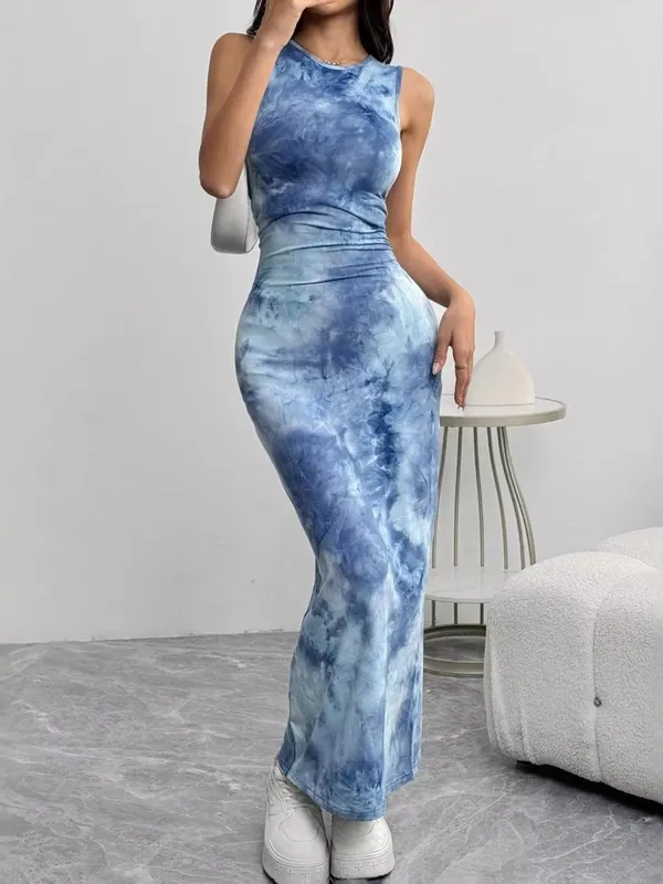 Tie-Dye Bodycon Maxi Dress