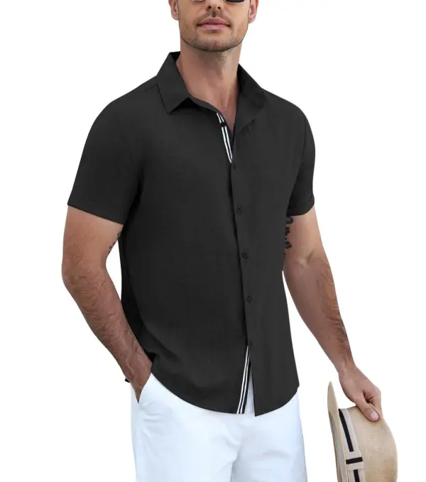 Timelss Contrast Placket Short Sleeve Shirt