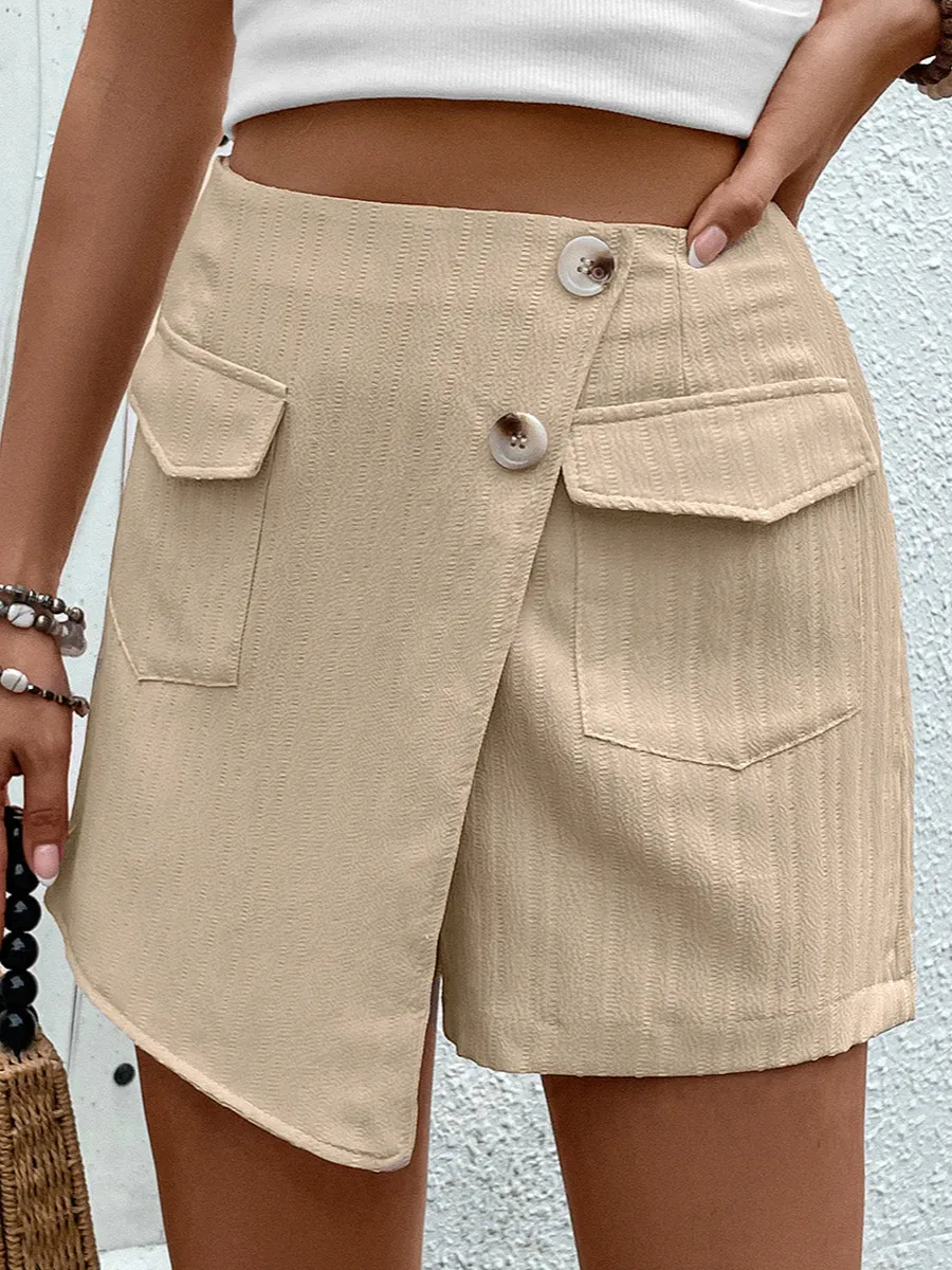 Pocketed High Waist Shorts with Zip
