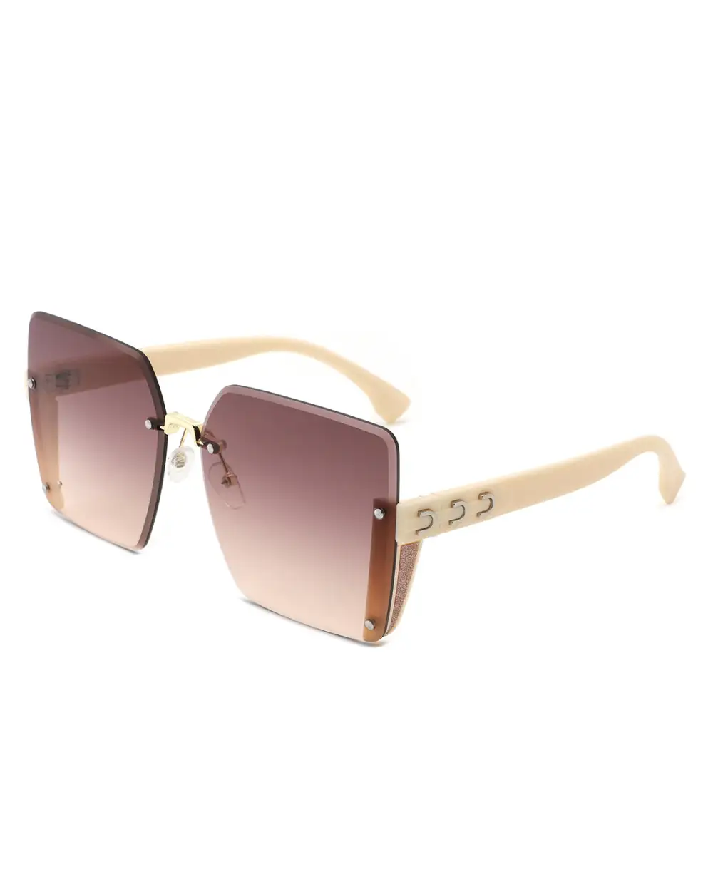 Knotted Square Rimless Frame Sunglasses