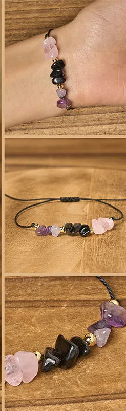 Amethyst Tourmaline Quartz Empath Rope Bracelet