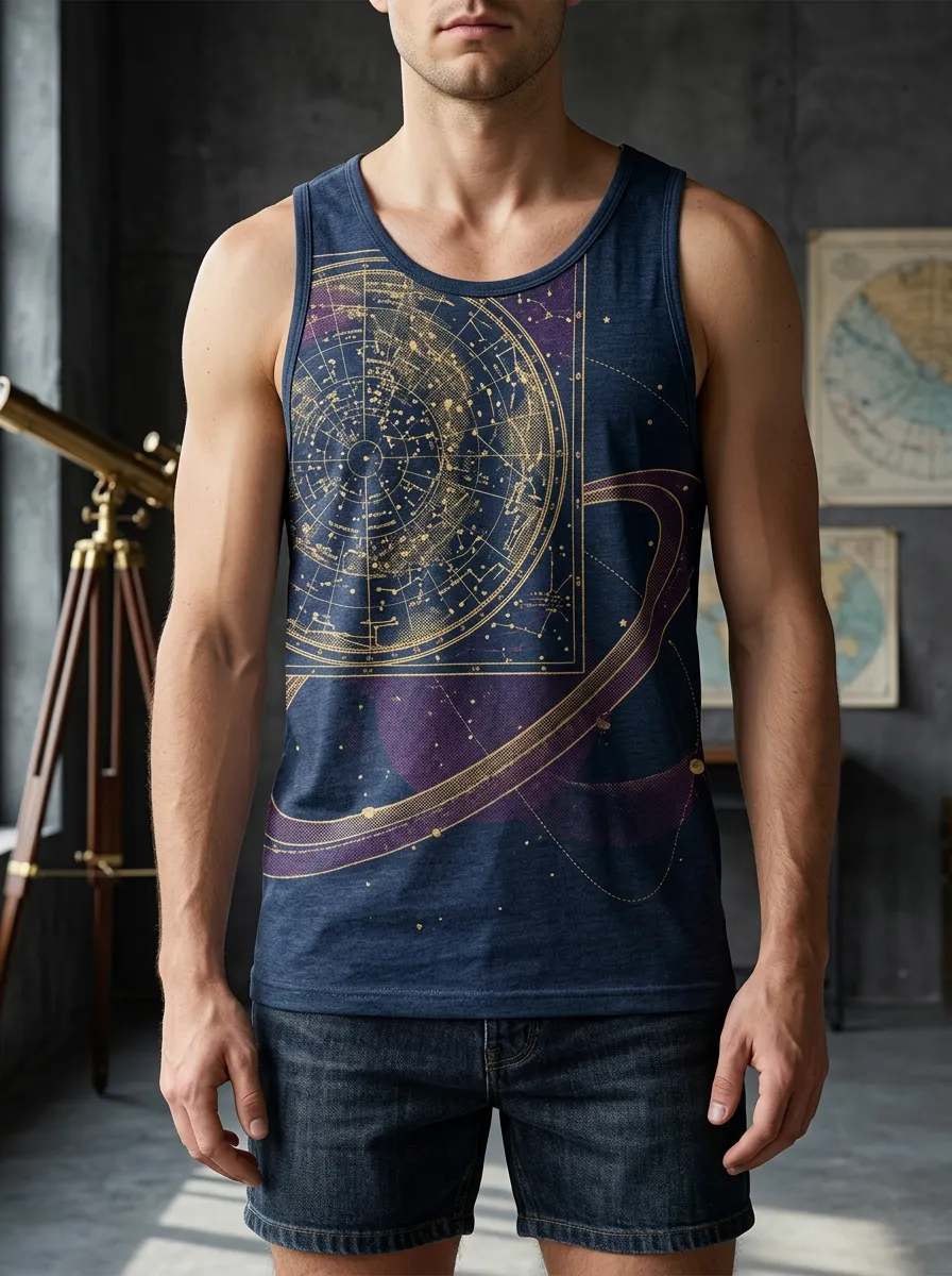 Men's Astronomy Celestial Star Map Tank Top
