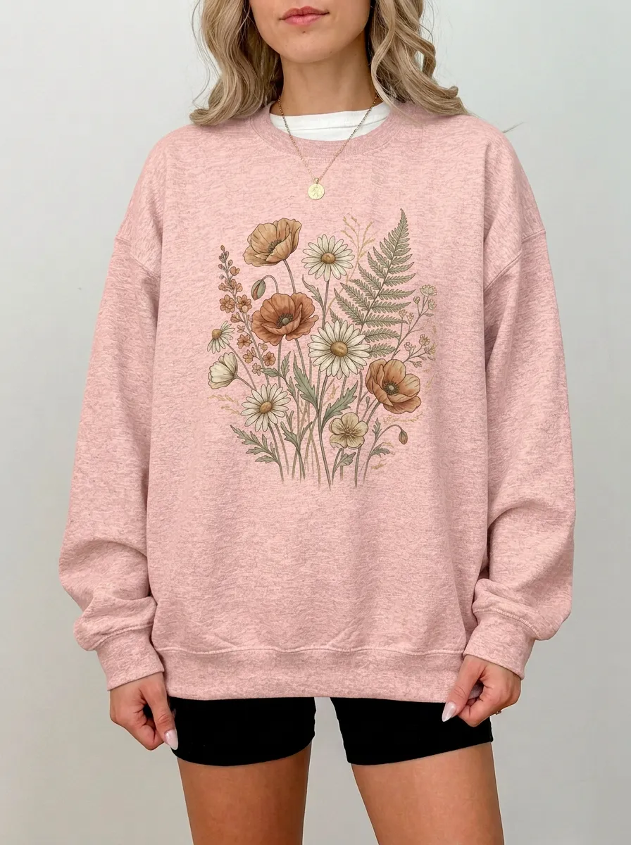 Women's Botanical Wildflower Graphic Sweatshirt