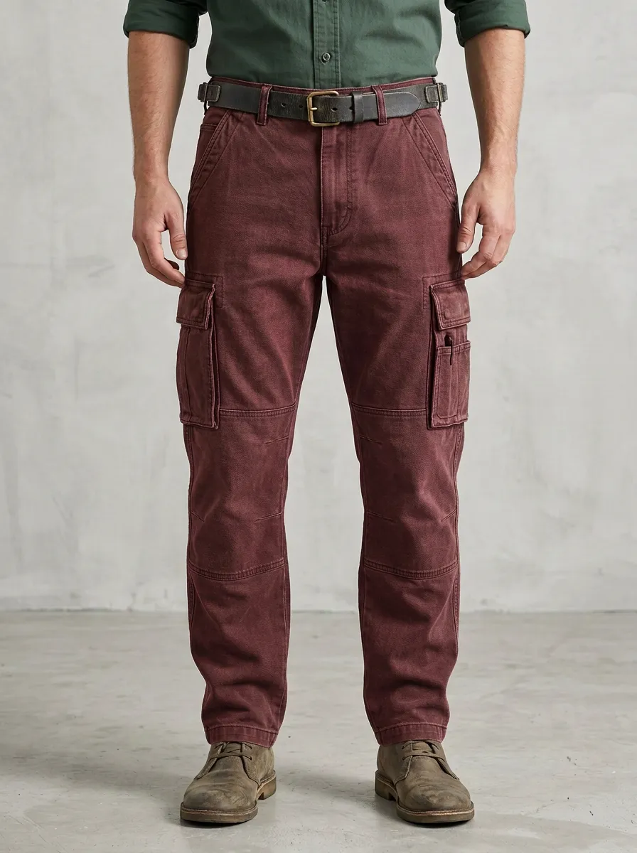 Men's Relaxed Canvas Casual Utility Cargo Pants