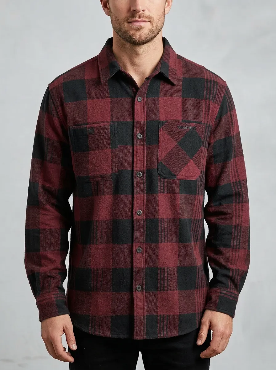 Forest Button Cuff Twin Pocket Plaid Shirt