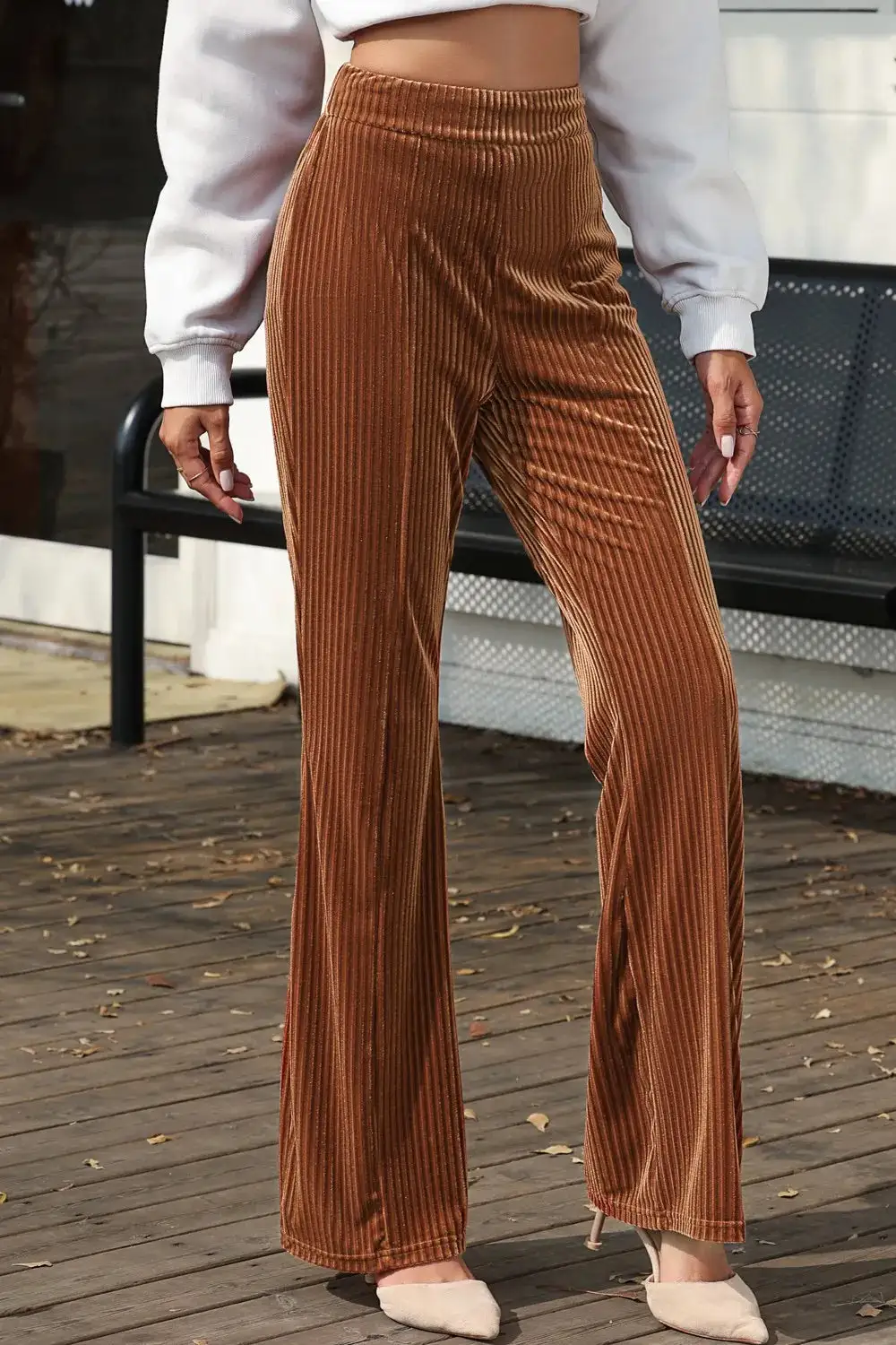 Flare High Waist Corduroy Versatile Pants