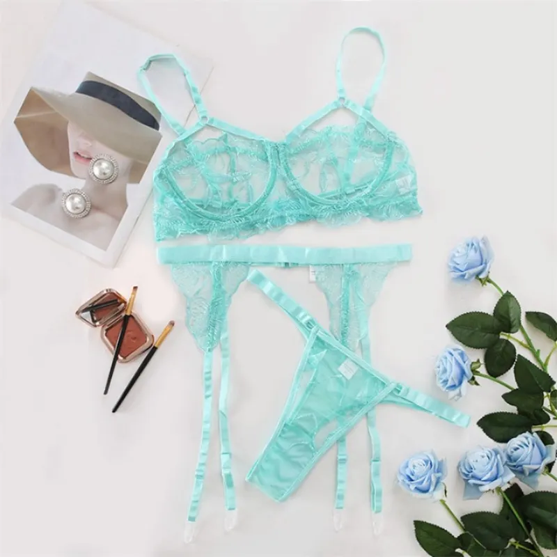 Lace Garter Matching Lingerie Set
