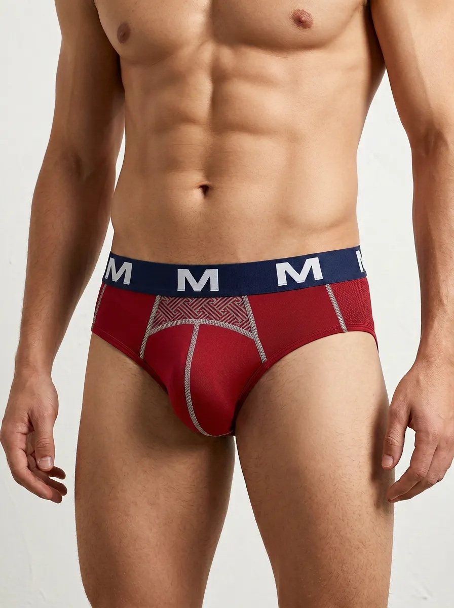 Men's Athletic Geometric Pattern Printed Briefs