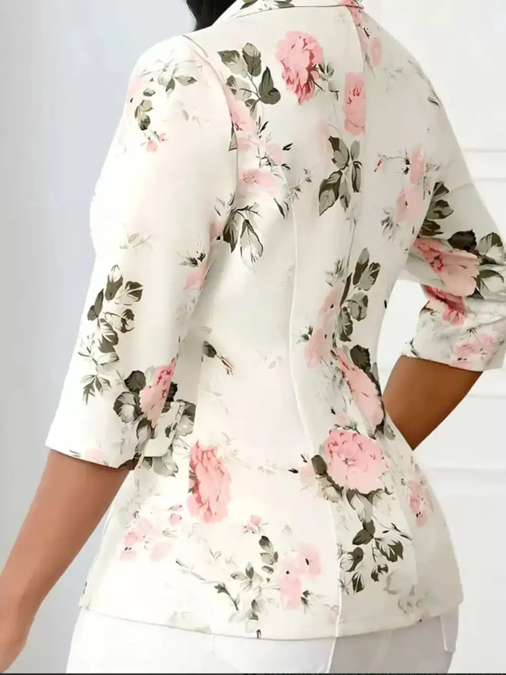 Single-Button Floral-Print Blazer