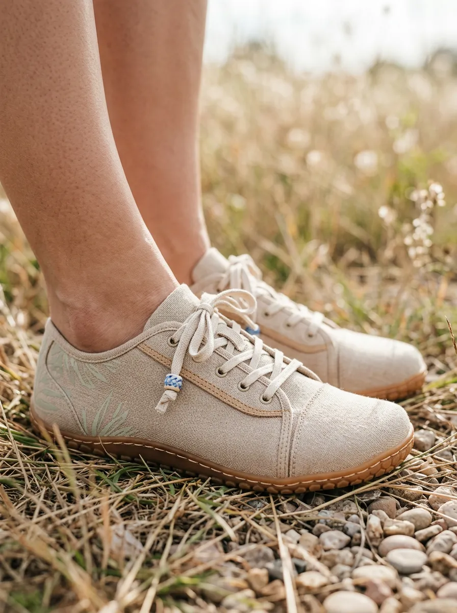 Trail-Inspired Botanical Leaf Silhouette Unisex Barefoot Shoes