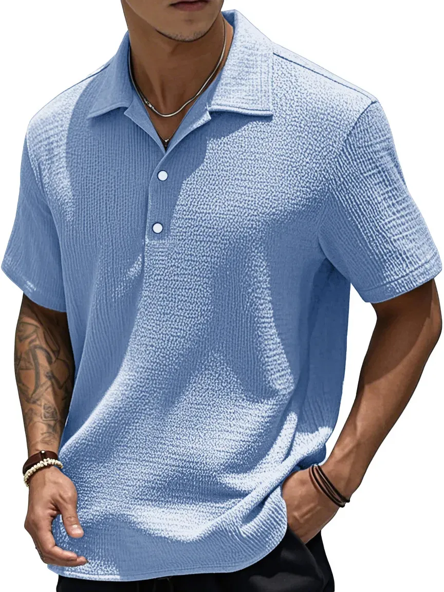 Textured Short Sleeve Button Front Shirt