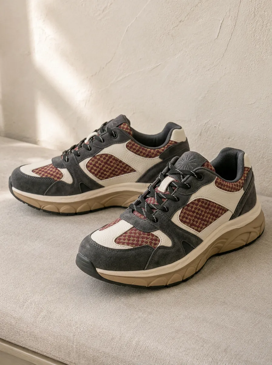 Women's Retro Geometric Pattern Suede Printed Sneakers