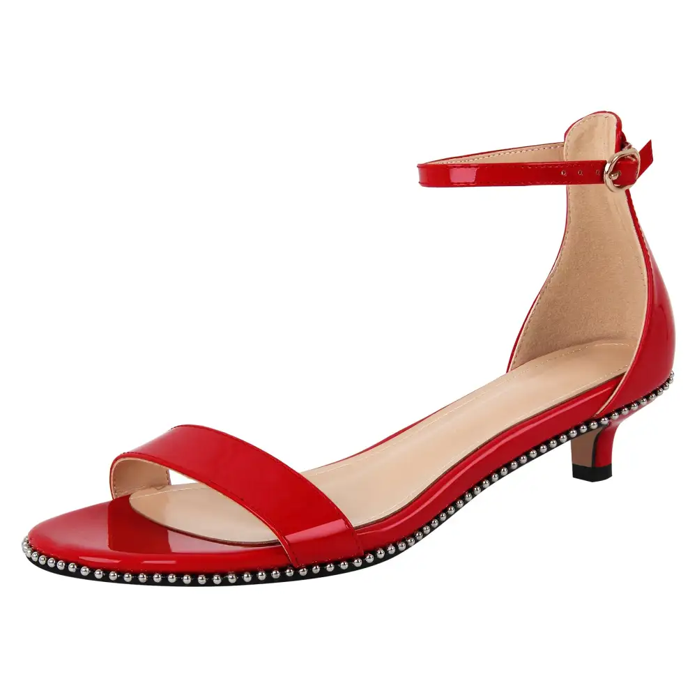 Round Toe Rivet Ankle Strap Sandals