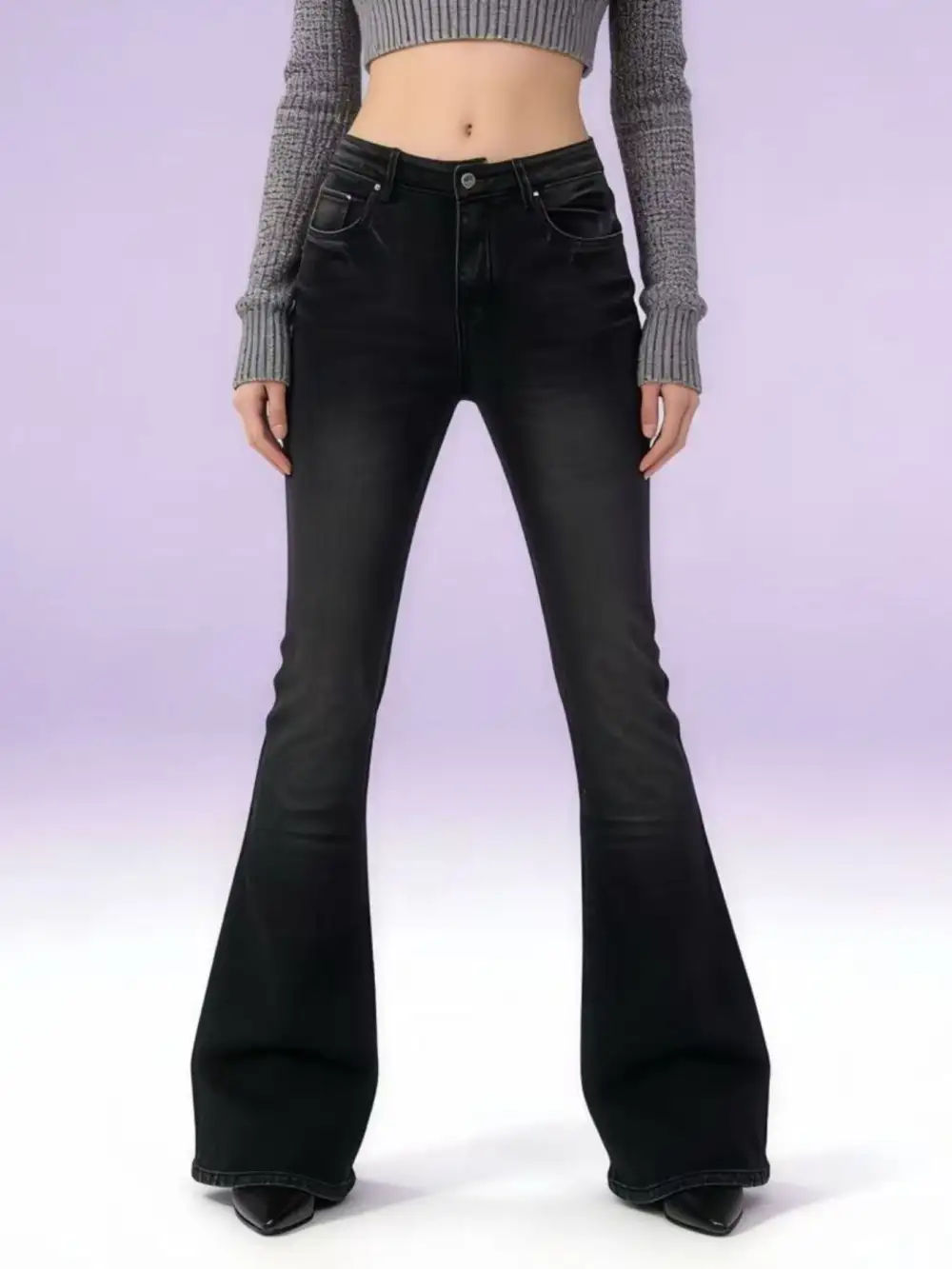 Vintage Wash High-Waisted Flare Jeans