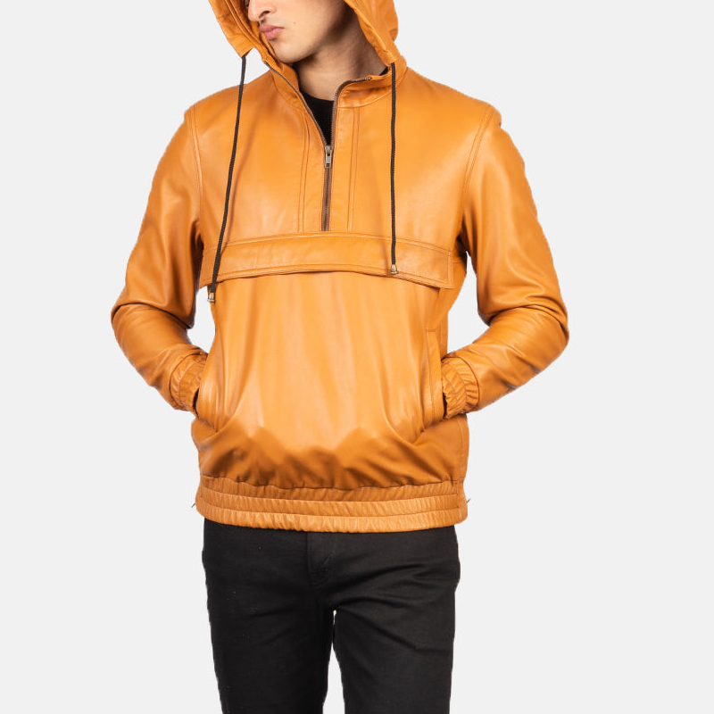 Men's Rugged Hooded Leather Jacket