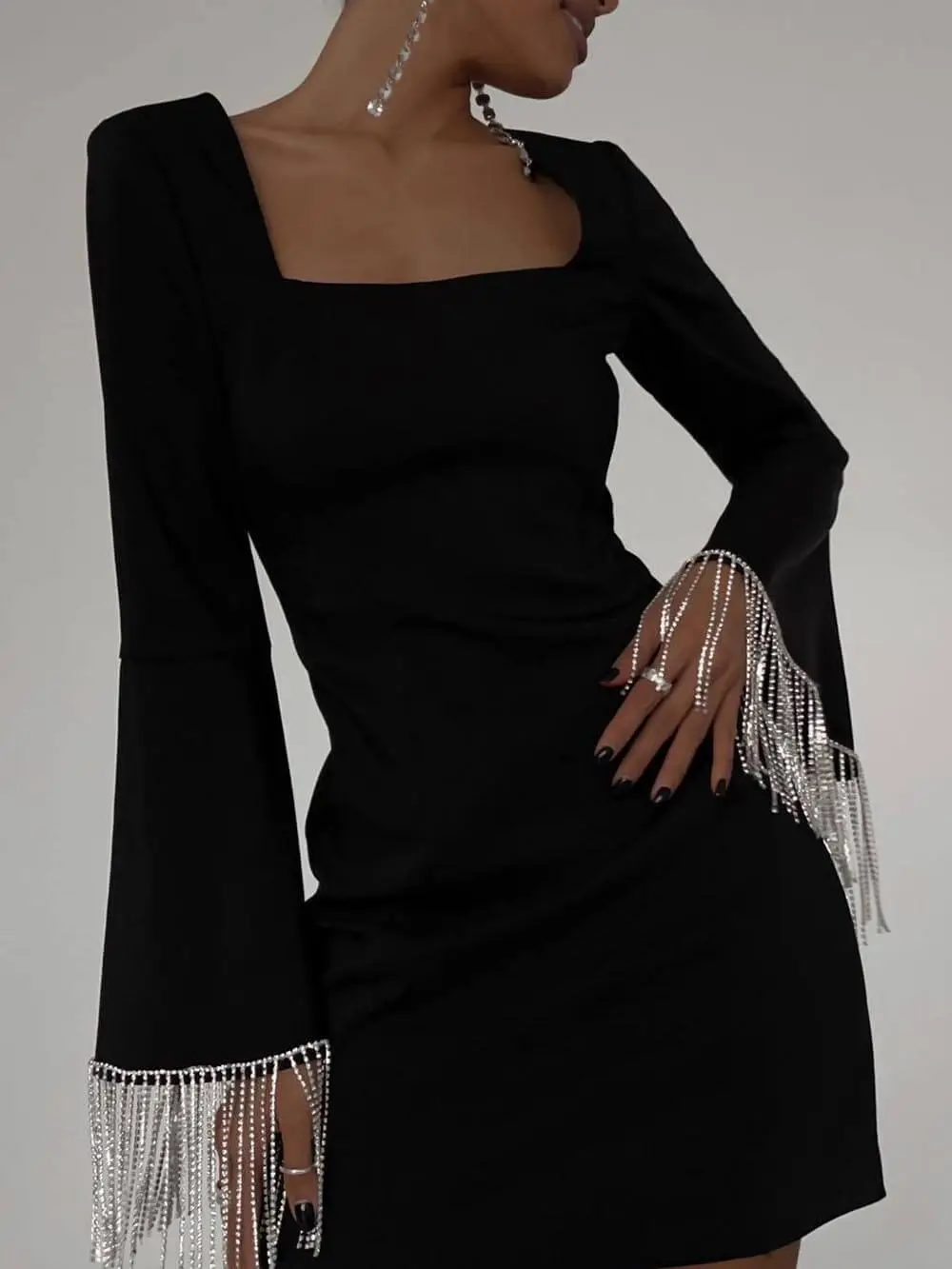 Party Time Imitation Diamond Chain Mini Dress