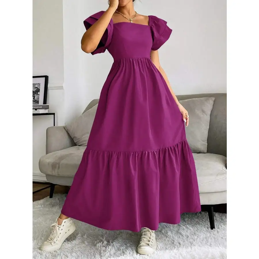 Tiered Square Neck Maxi Dress