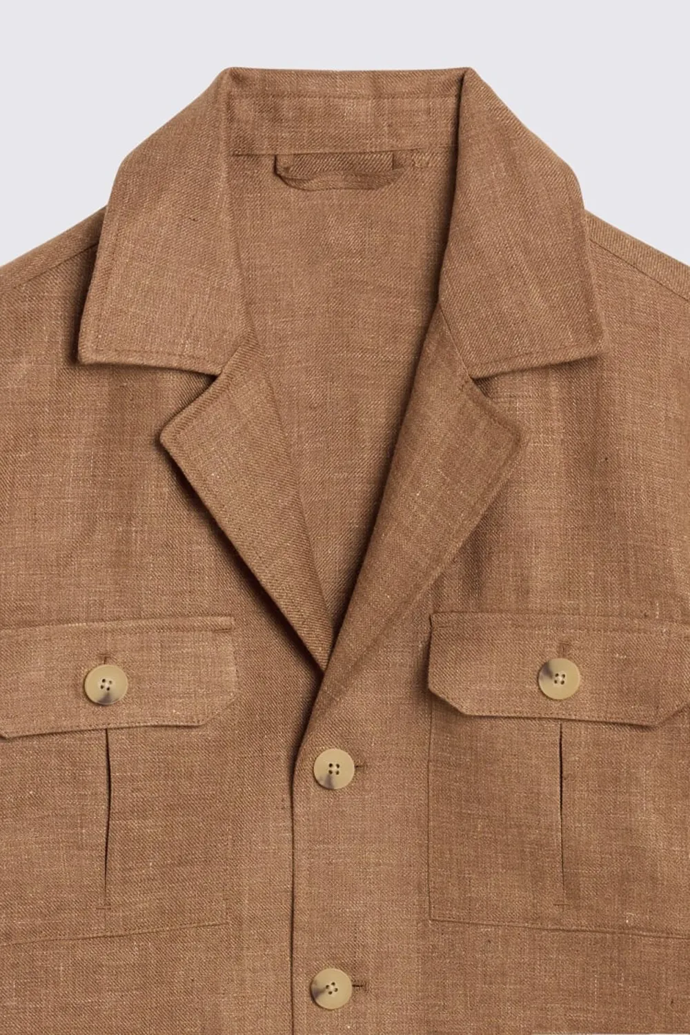 Linen Pleated Jacket with Neutral Textured Colors