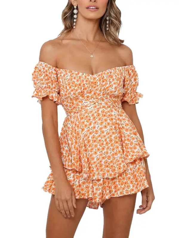 One Neck Lantern Lotus Leaf Short Shorts