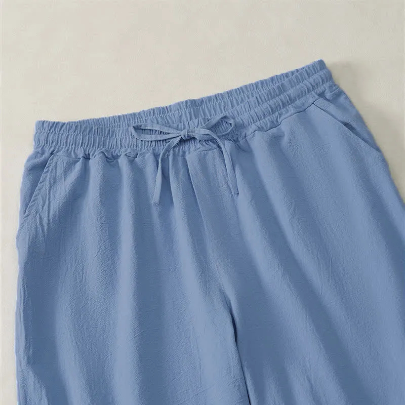Drawstring Cotton Blend Shorts