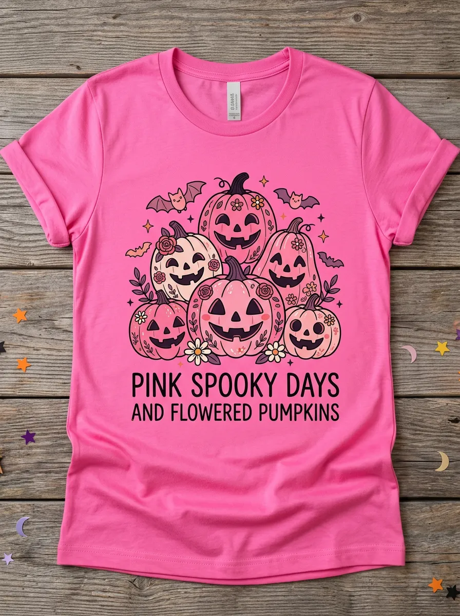 Pumpkin Floral Spooky Halloween Graphic T-Shirt