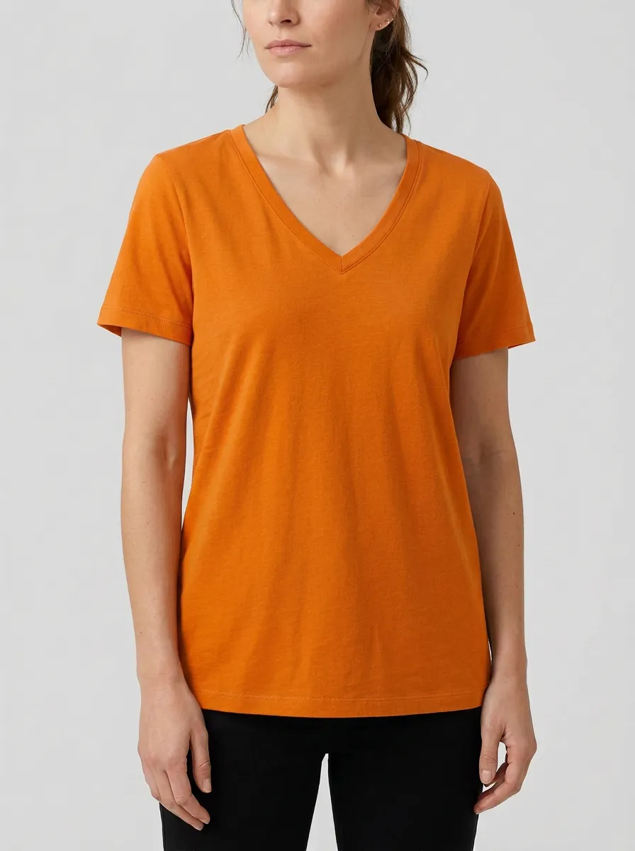 Women's Straight-Hem Short-Sleeve V-Neck T-Shirt