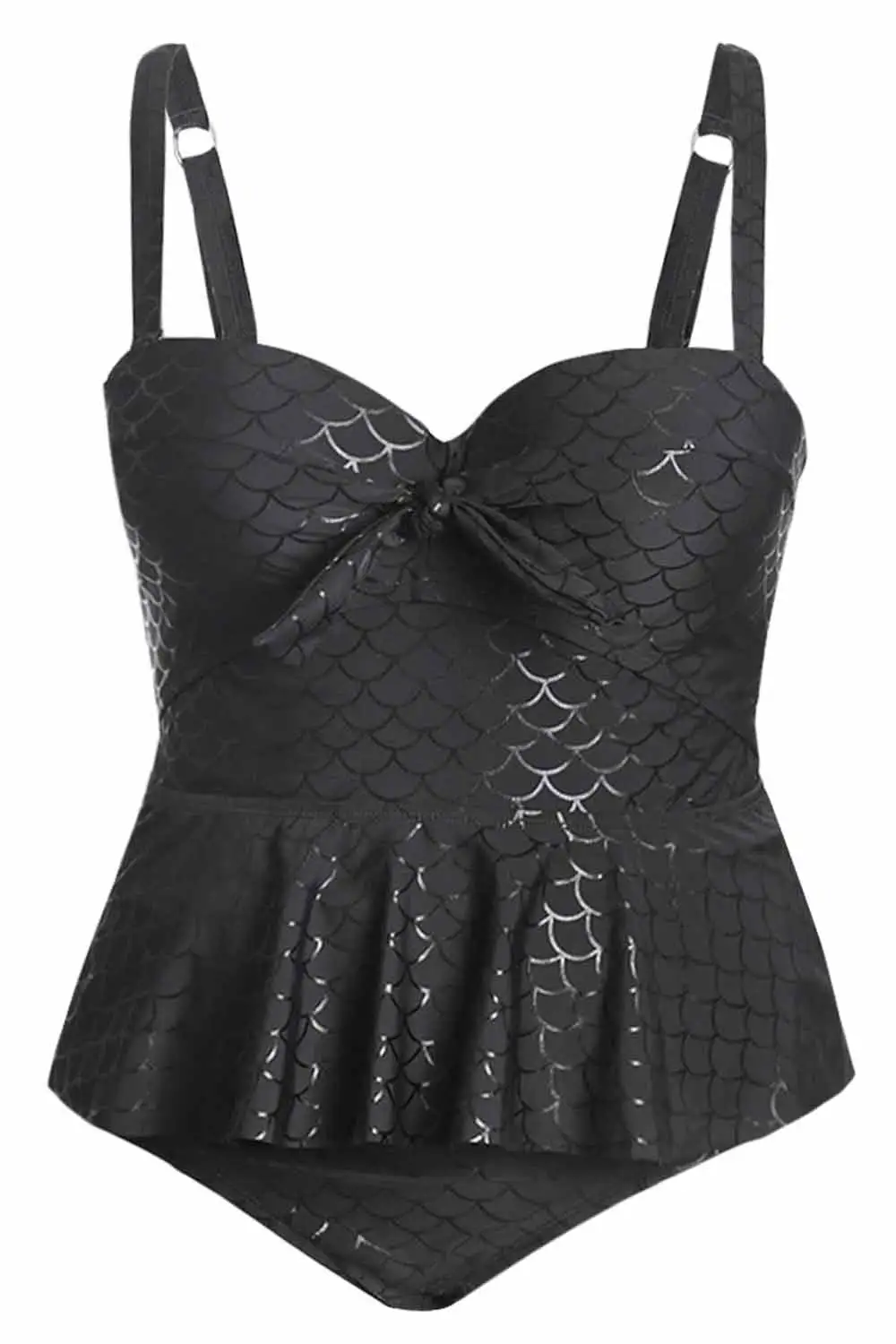 Swimwear Scale Halter Neck Peplum Plus Size Tankini