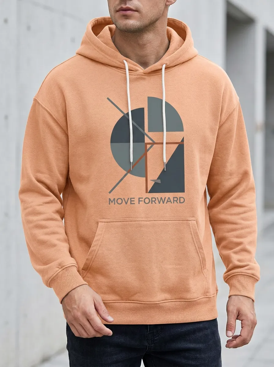 Men's Geometric Abstract Move Forward Print Hoodie
