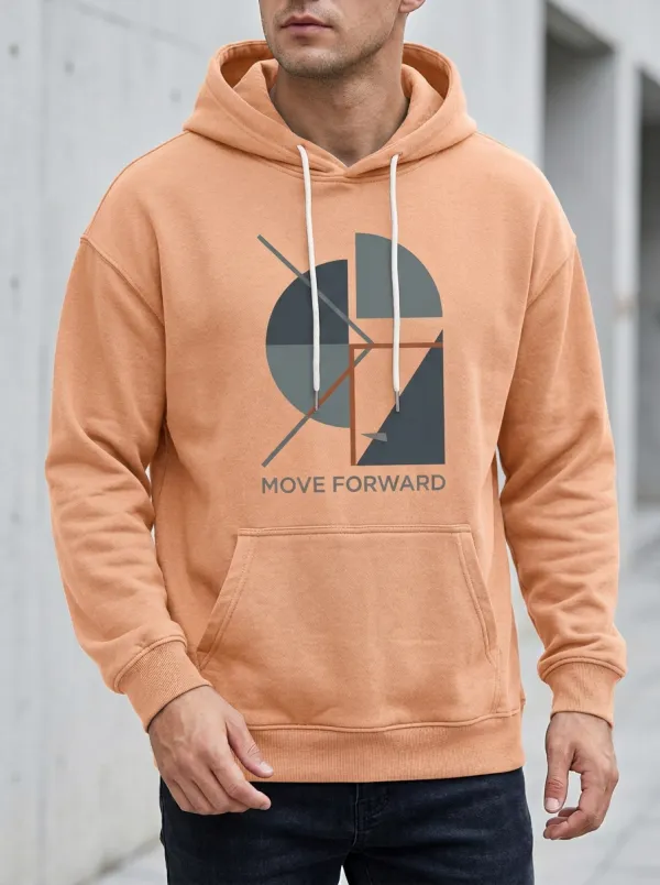 Men's Geometric Abstract Move Forward Print Hoodie