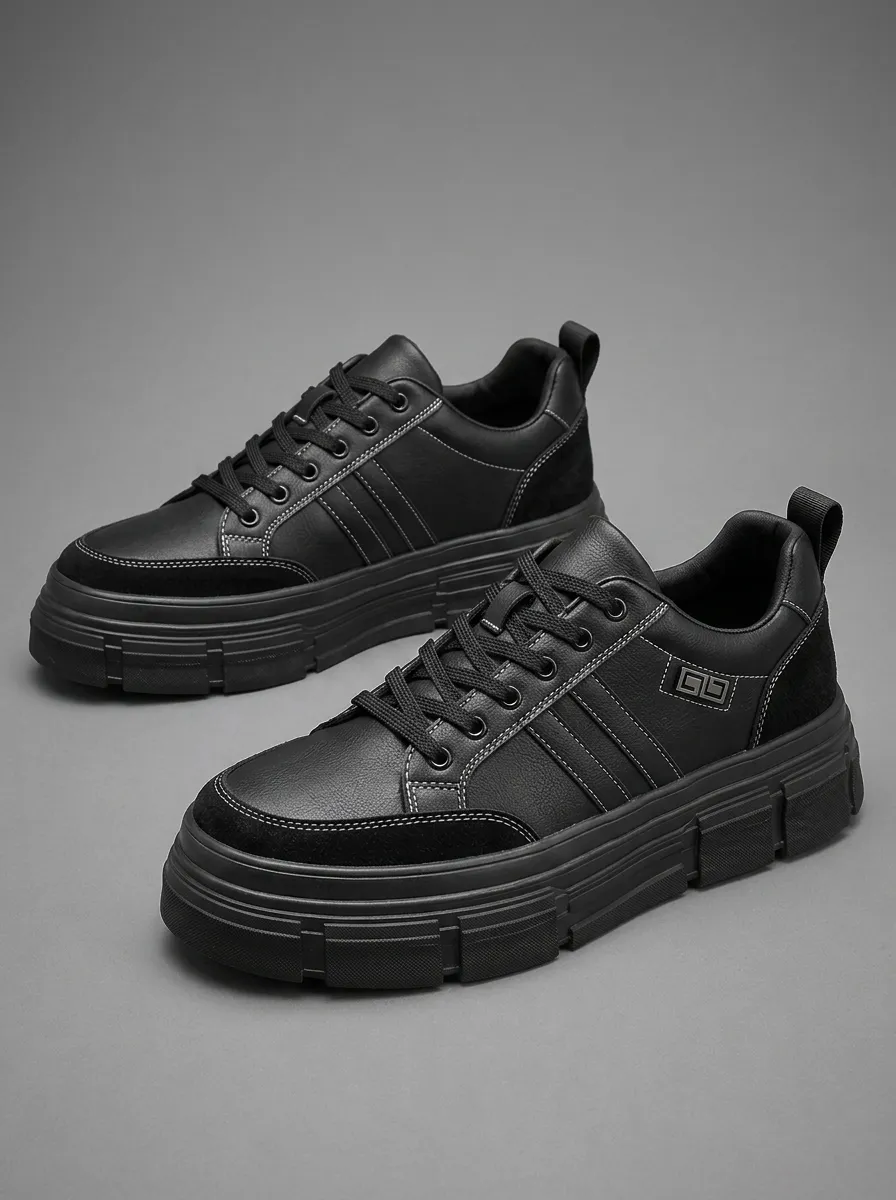 Men's Casual Streetwear Contrast Stitching Patterned Skate Shoes