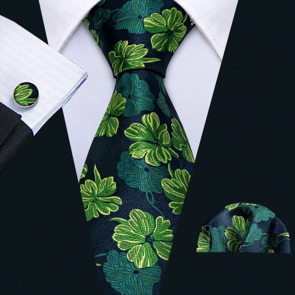 Floral Jacquard Silk Necktie Set