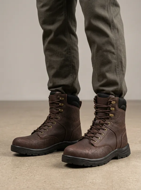 Men's Rugged Style Geometric Pattern Work Boots