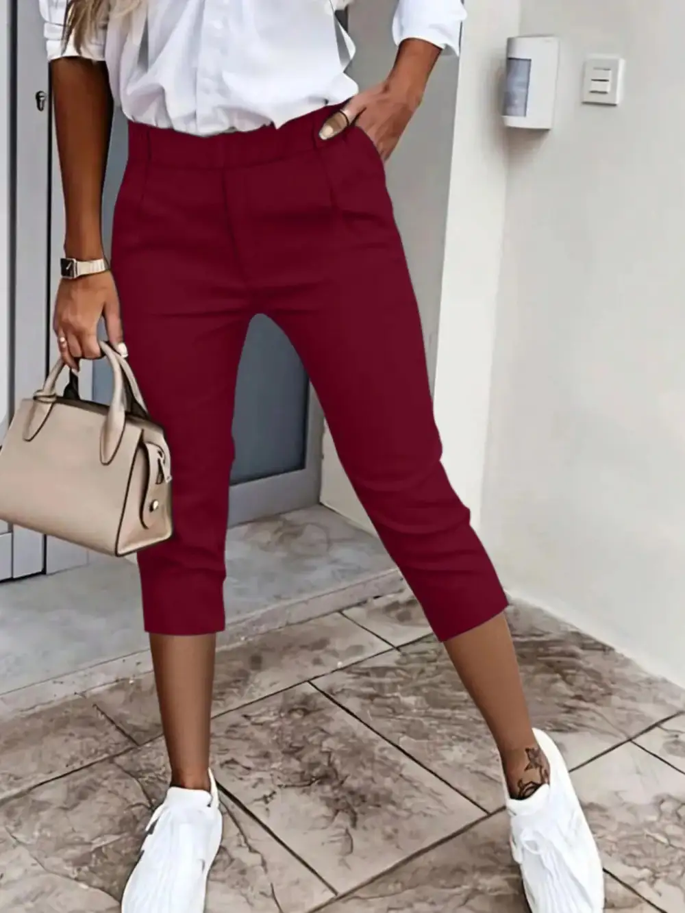Pleated Detail Pants With Pocket