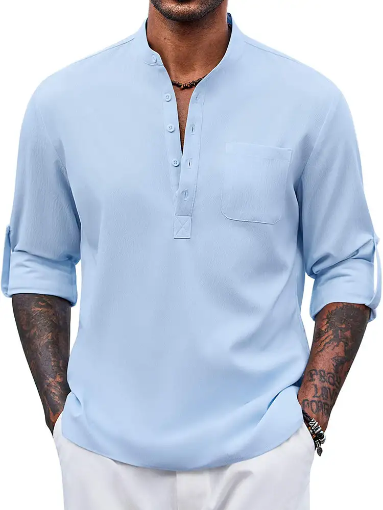 Casual Summer Vacation Henley Shirt