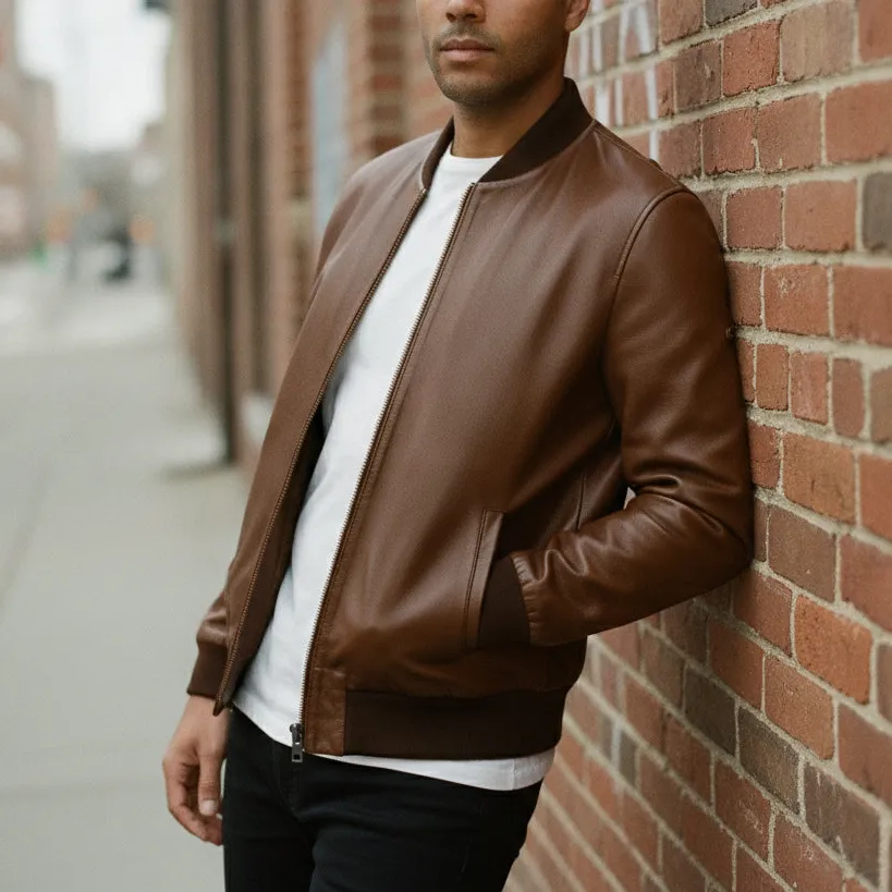Classic Leather Bomber Jacket