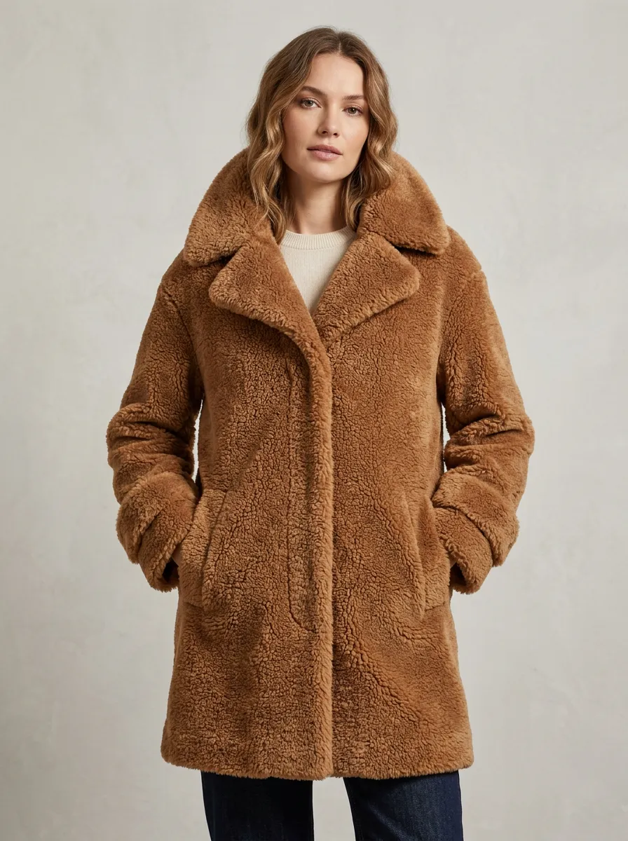 Women's Faux Fur Teddy Fleece Lapel Coat