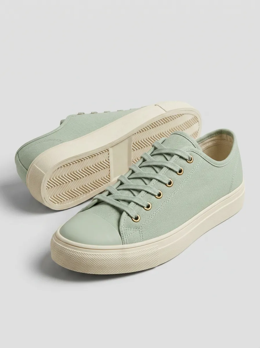 Women's Sage Green Minimalist Canvas Printed Shoes
