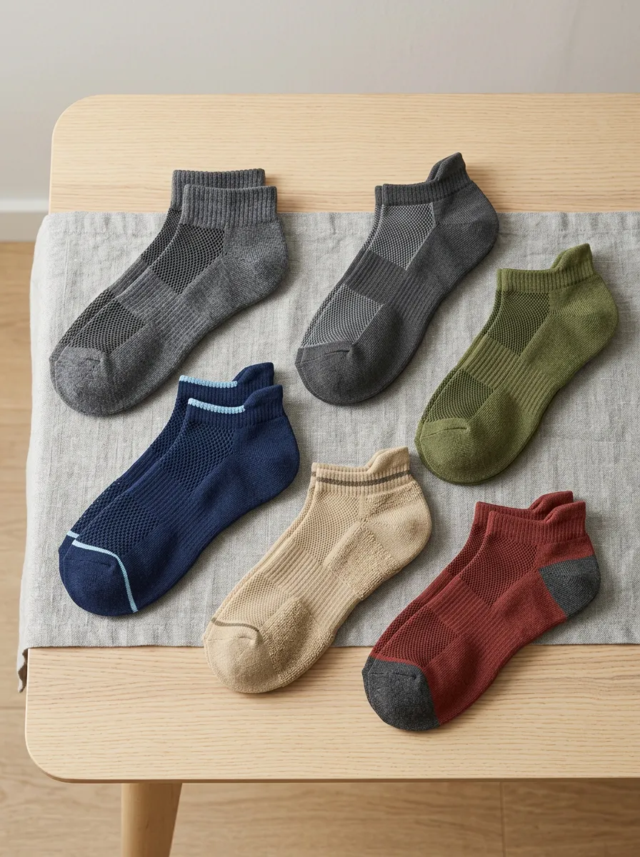 Men's Six Pack Ankle Sock Collection with Athletic Detail