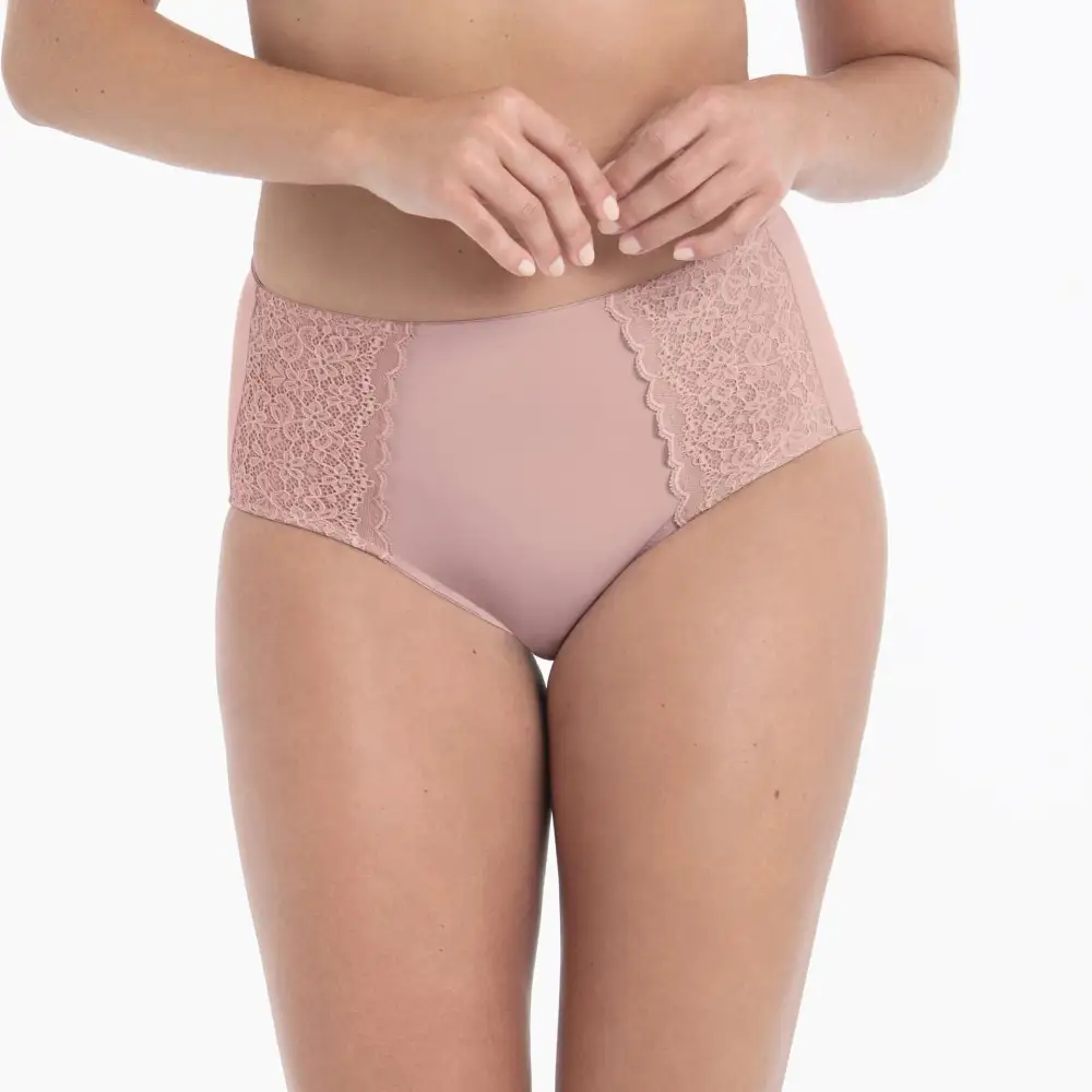 Women's Full Coverage Cotton Gusset Floral Lace Mesh Microfiber Cotton Second Skin Soft Fabric Brief Panty