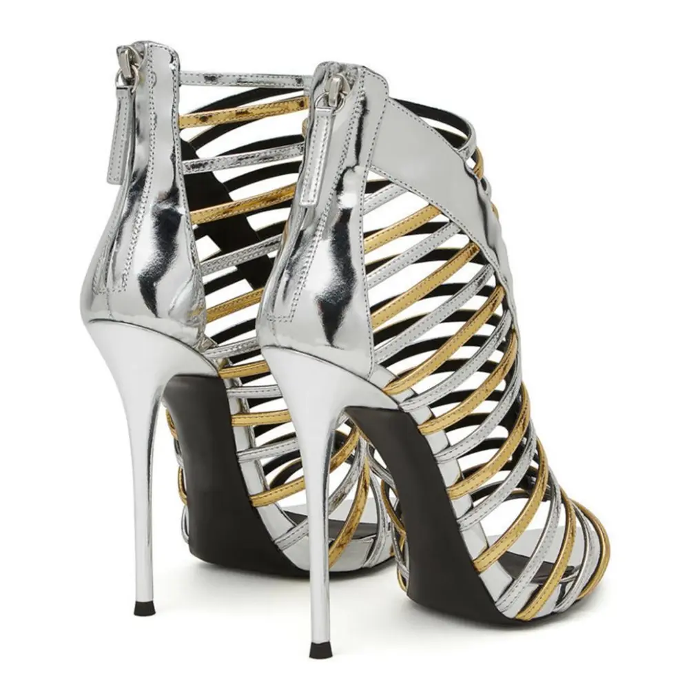 Round Toe Gladiator Stiletto Sandals