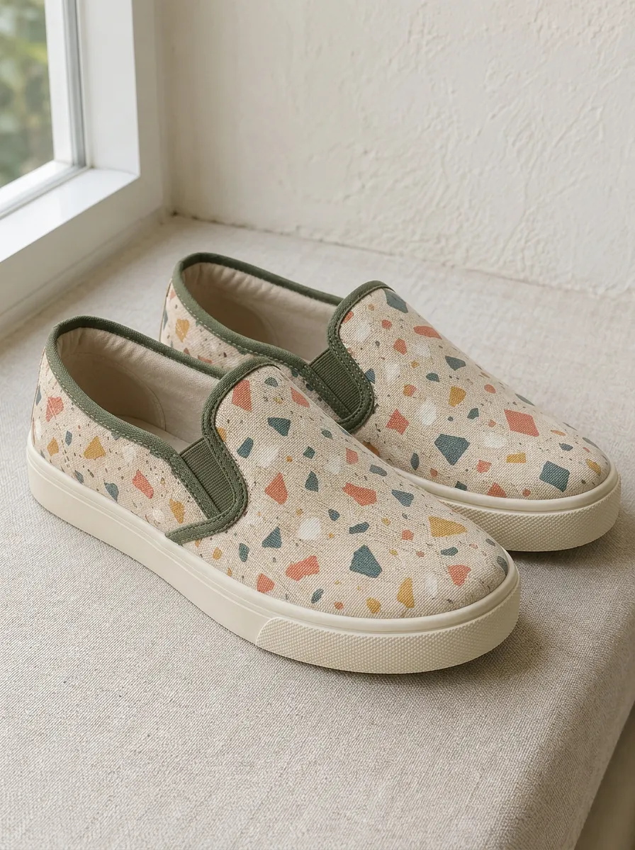 Women's Classic Terrazzo Pattern Colorful Stone Patterned Canvas Shoes