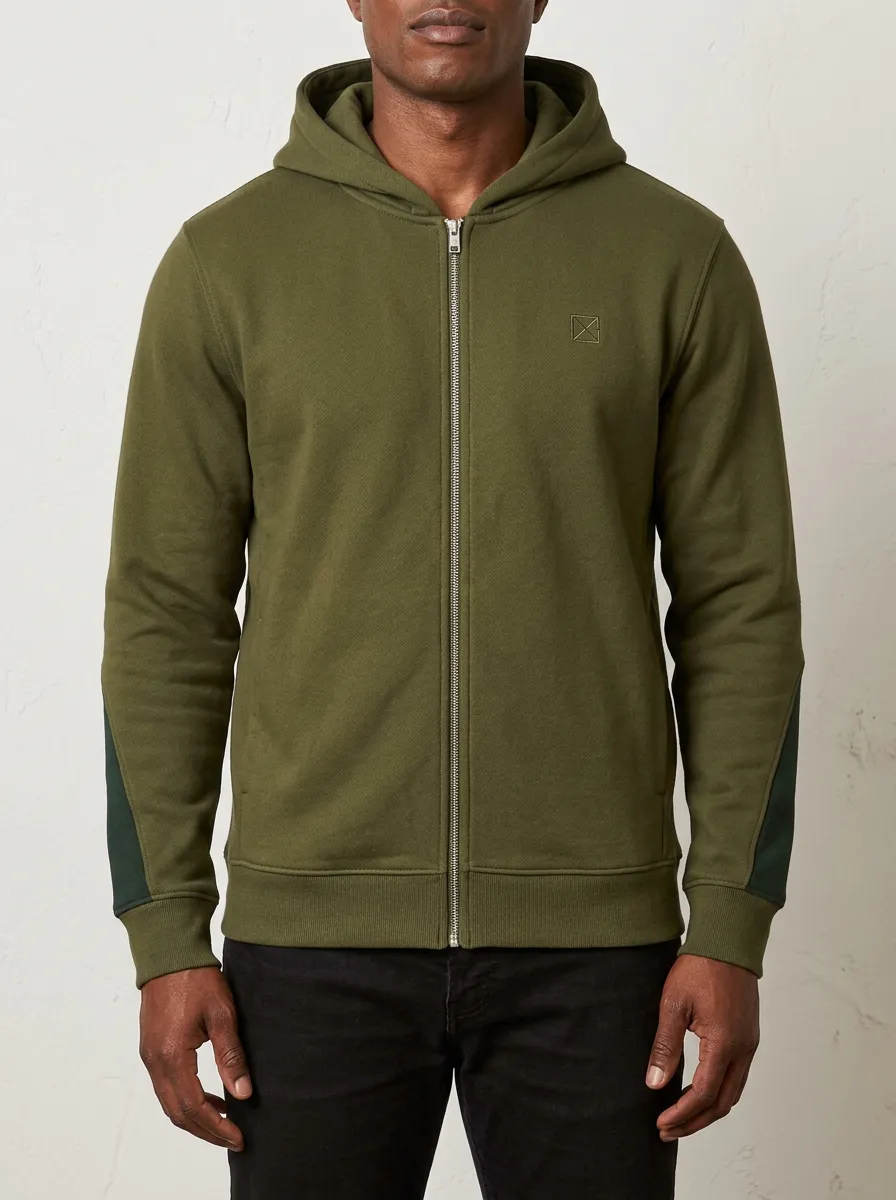 Men's Detail Embroidered Full-Zip Hoodie