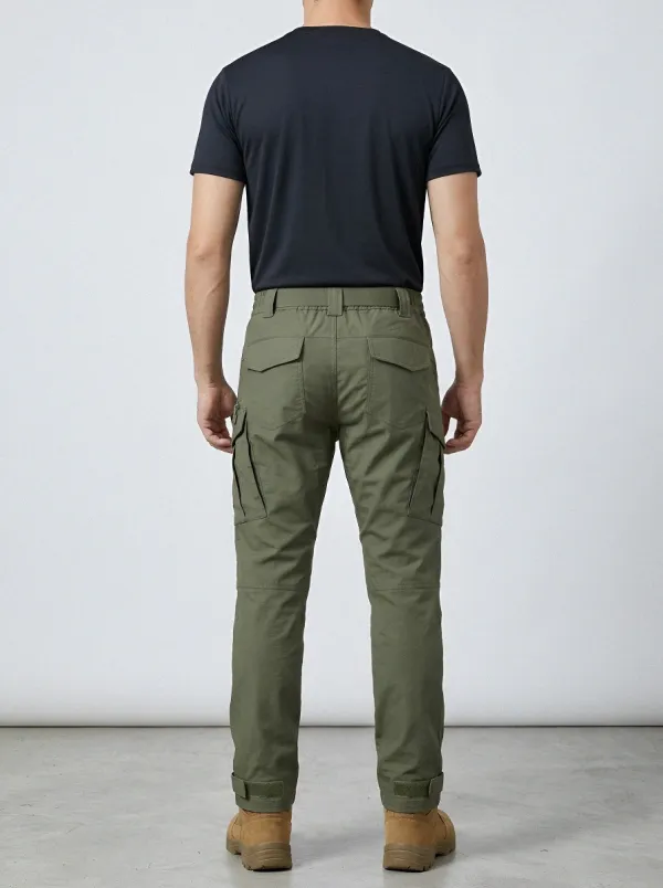 Men's Tactical Integrated-Belt Adjustable-Belt Webbing-Belt Elastic-Waist D-Ring Cargo-Pocket Cargo Pants