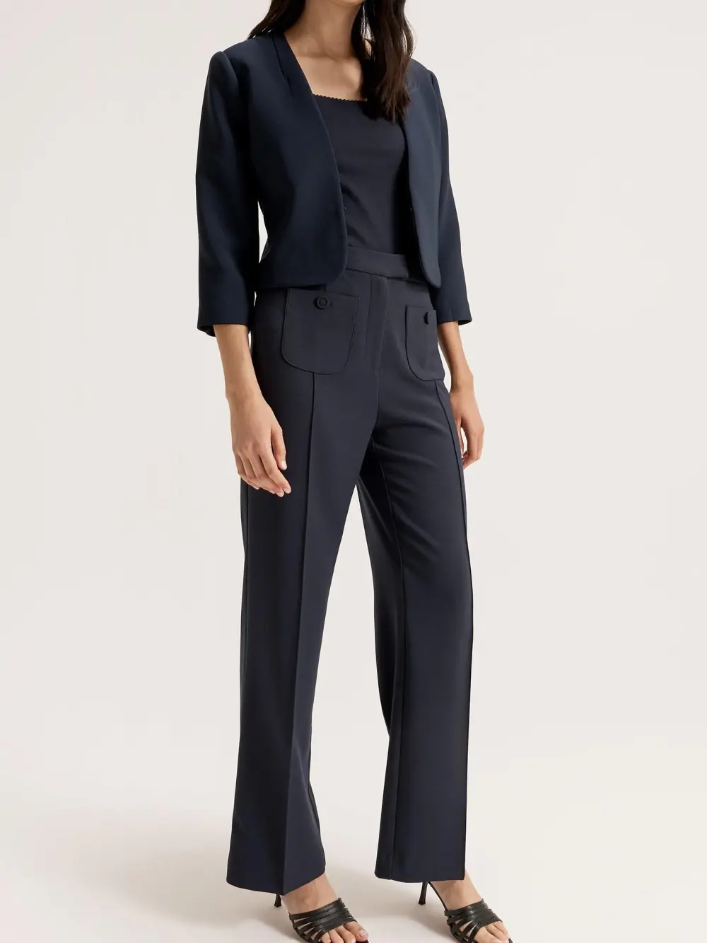 Black Keyhole Neck Basic Jacket
