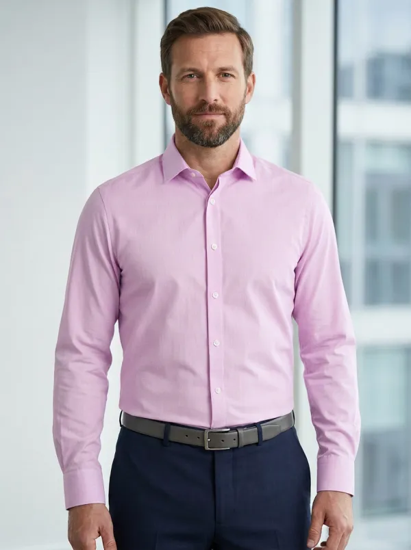 Men's Structured Long-Sleeve Solid Dress Shirt